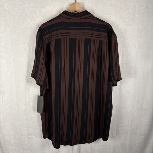 Shaquille O'Neal Shirt Mens LT Cherry Stripe Short Sleeve Button Up Rayon NWT - Picture 5 of 6